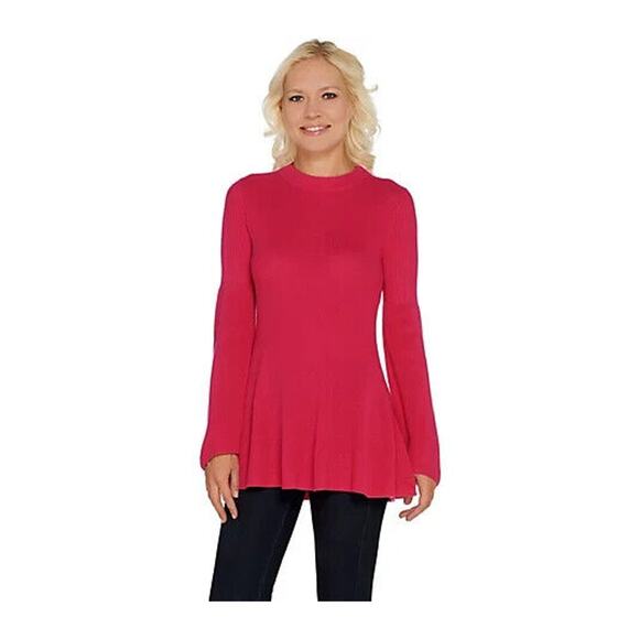 LAURIE FELT NEW $75 Cashmere Blend Sweater w/ Bell Sleeves in Cream‎ XXS - Picture 4 of 5